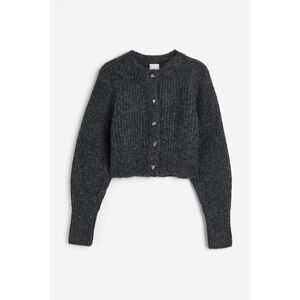 Dark Gray Rib-knit Cardigan